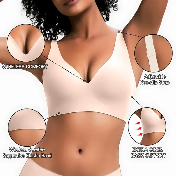 Vivid Bloom V-Neck Wireless Bra - Comfort & Lift for Women (VB)